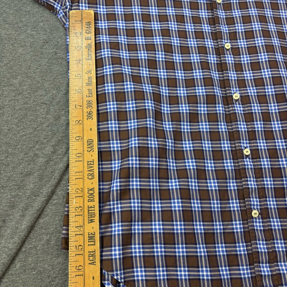 Thomas Dean‎ Men's Blue and Brown Checkered Shirt - Picture 3 of 7